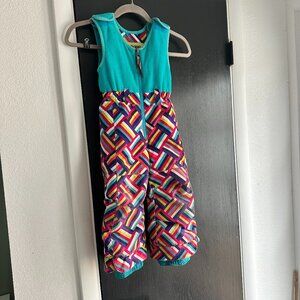 Boulder Gear, Grow With Me, Geometric Teal Ski Snow pants/overalls, bibs, Size 3